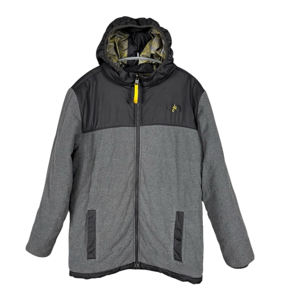 The North Face Boys Hooded Midweight Fleece Jacket Large‎ Grey Outdoors Winter